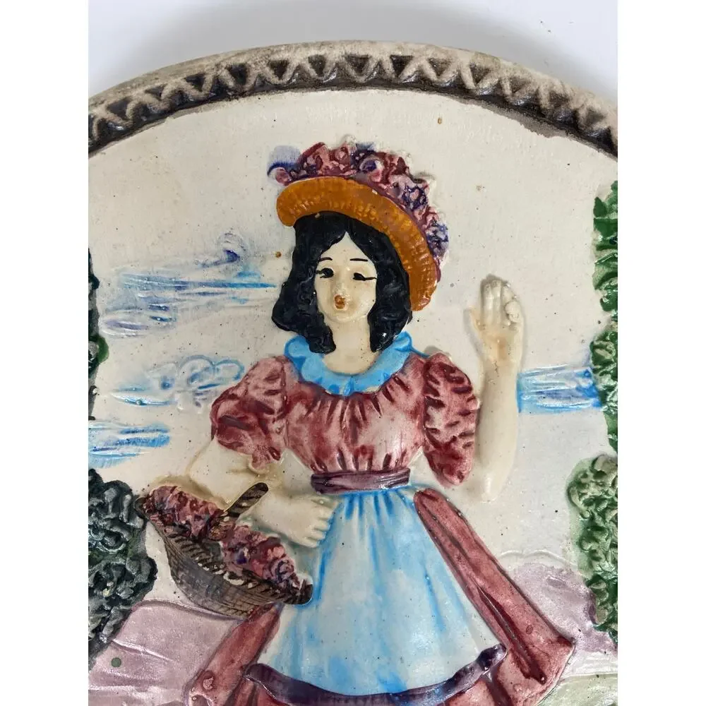 Vintage 1970's Italian Falco Decorative Ceramic PRIMAVERA Wall Hanging Plate 3D